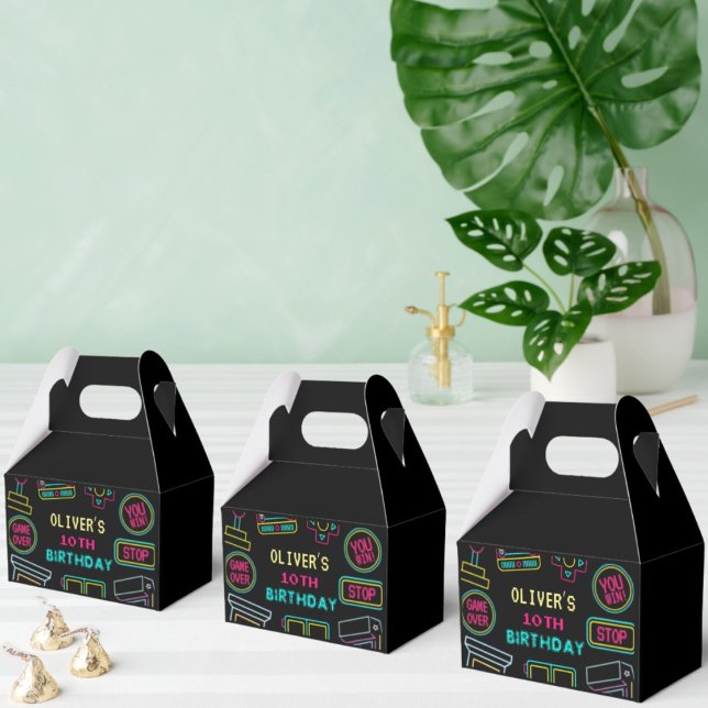 Neon Any year video games arcade birthday  Favour Box (Creator Uploaded)