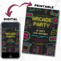 Neon Any year video games arcade birthday