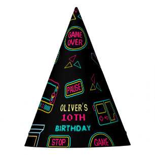 Neon Any year video games arcade birthday  Party Hat