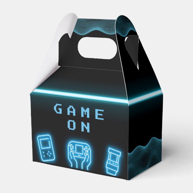 Neon any year video games birthday  favour box (Front Side)
