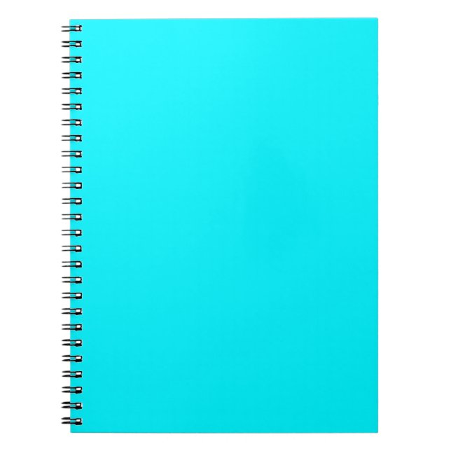 Neon Aqua Solid Colour Minimalist Notebook (Front)