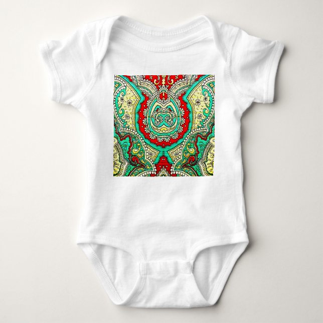 Neon arabesque ornament: 80s style. baby bodysuit (Front)