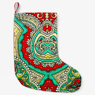 Neon arabesque ornament: 80s style. small christmas stocking