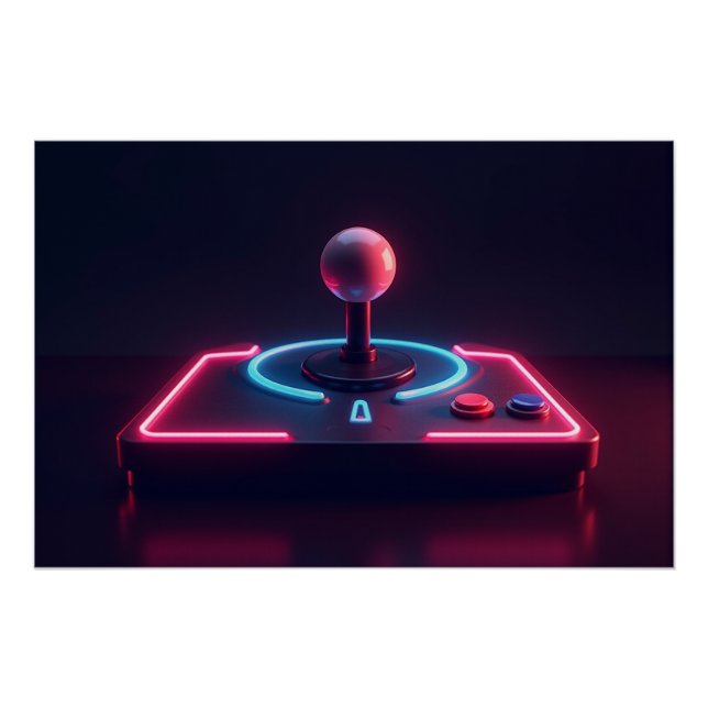 Neon Arcade Joystick Poster (Front)