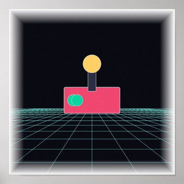 Neon Arcade Joystick - Retro Gaming Wall Art (Front)