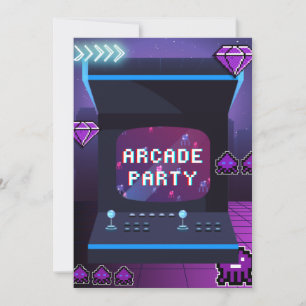 Neon Arcade Party Retro 80s Video Games Birthday  Invitation
