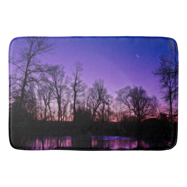 Neon Art Sunrise Lake Reflection Bath Mat (Front)