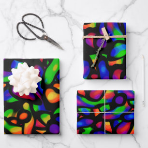 Neon Art Wrapping Paper Sheet