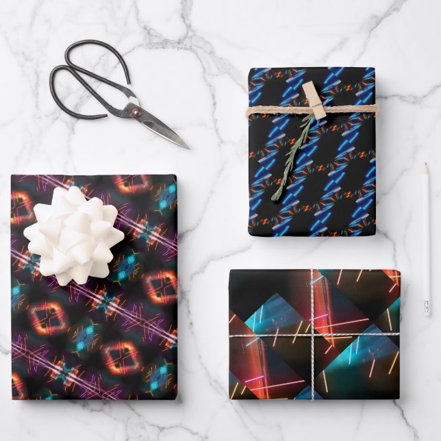 Neon artistic modern WRAPPING PAPER SHEETS (Front)