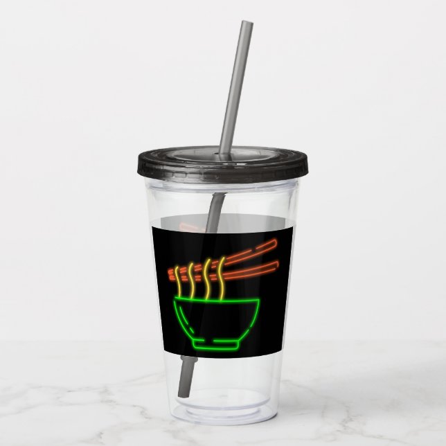 Neon Asian Noodle Bowl  Acrylic Tumbler (Back)