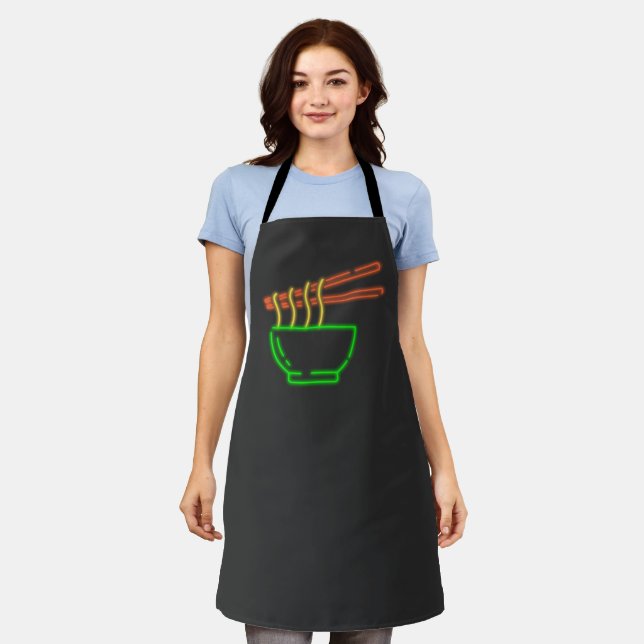 Neon Asian Noodle Bowl   Apron (Worn)