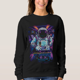 Neon Astronaut Cosmic Space Exploration Graphic Sweatshirt