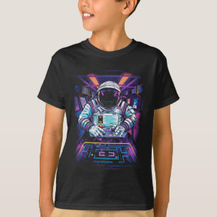 Neon Astronaut Cosmic Space Exploration Graphic T-Shirt