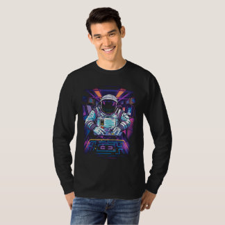Neon Astronaut Cosmic Space Exploration Graphic T-Shirt
