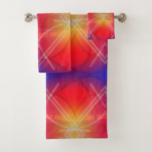 Neon Attractions Layered Abstract Design  Bath Towel Set