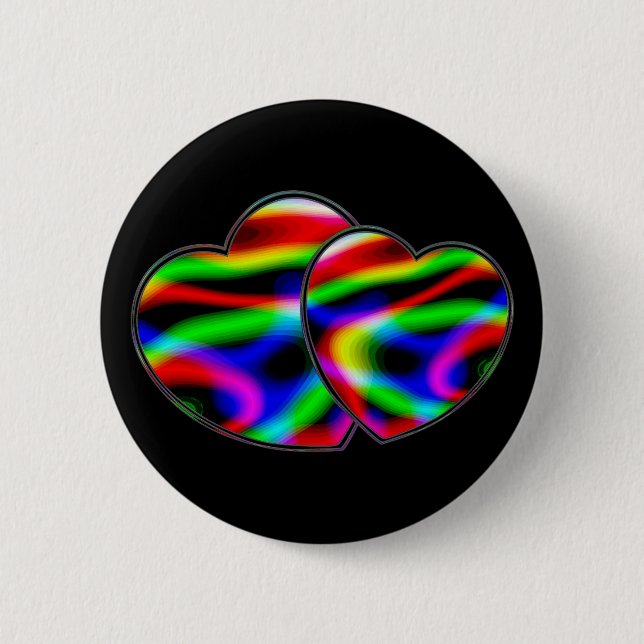 Neon Aurora Hearts 6 Cm Round Badge (Front)
