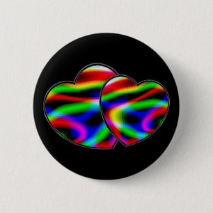 Neon Aurora Hearts 6 Cm Round Badge