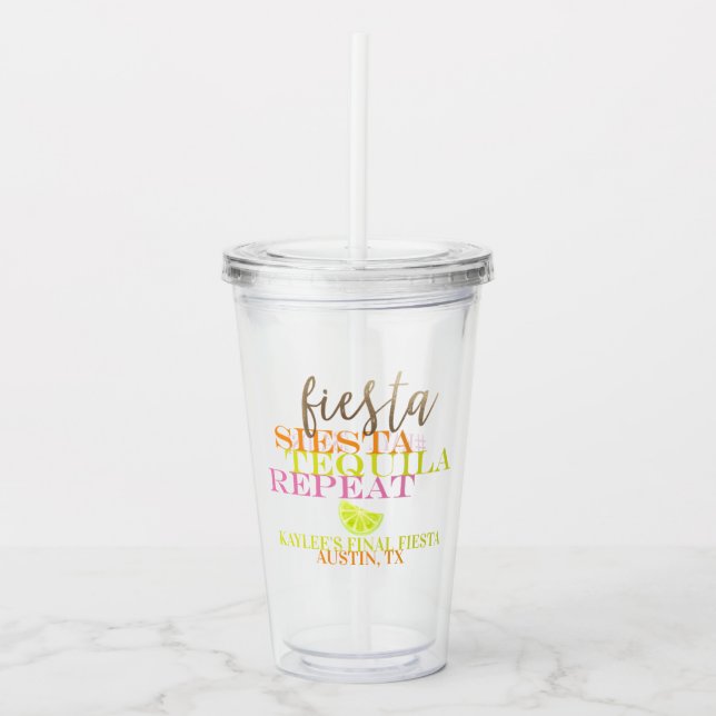 Neon Bachelorette Final Fiesta Pool Party  Acrylic Tumbler (Front)