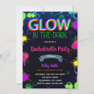 Neon bachelorette party invitation