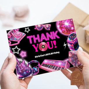 Neon Back to 80 Birthday Thank You Card