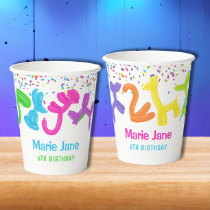 Neon balloons, animals balloons paper cups