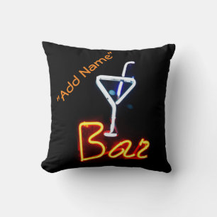 Neon Bar Sign Decorative Throw Pillow for Mancave