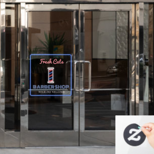 Neon Barber Pole Fresh Cuts Barbershop Modern