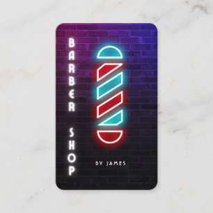 Neon Barber's Pole Barbershop  Business Card