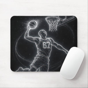 Neon Basketball Player Number 67 Mouse Pad