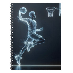 Neon Basketball Player With Light Trails Notebook