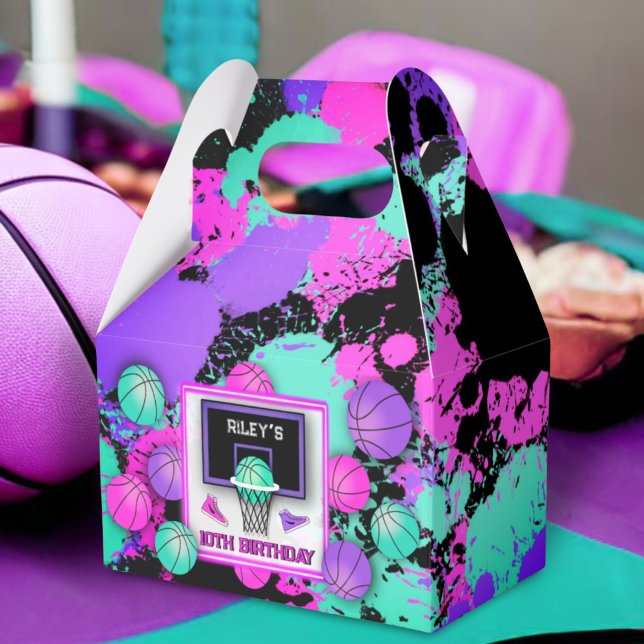 Neon Basketball Sneakers & Paint Splatter Birthday Favour Box (Creator Uploaded)
