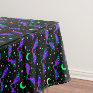 Neon Bats Stars and Moons  Tablecloth