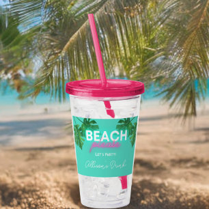 Neon Beach Please Bachelorette Party Personalised Acrylic Tumbler