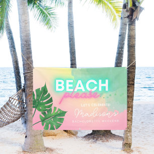 Neon Beach Please Bachelorette Pink Gradient Banner