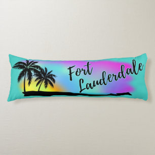 Neon Beach Skies At Fort Lauderdale Body Cushion