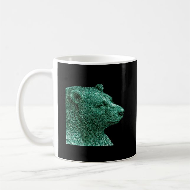 Neon Bear Line Art Coffee Mug – Modern Wildlife Il (Left)
