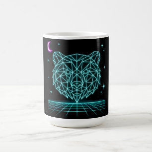 Neon Bear Synthwave - Retro Forest Beast Coffee Mug