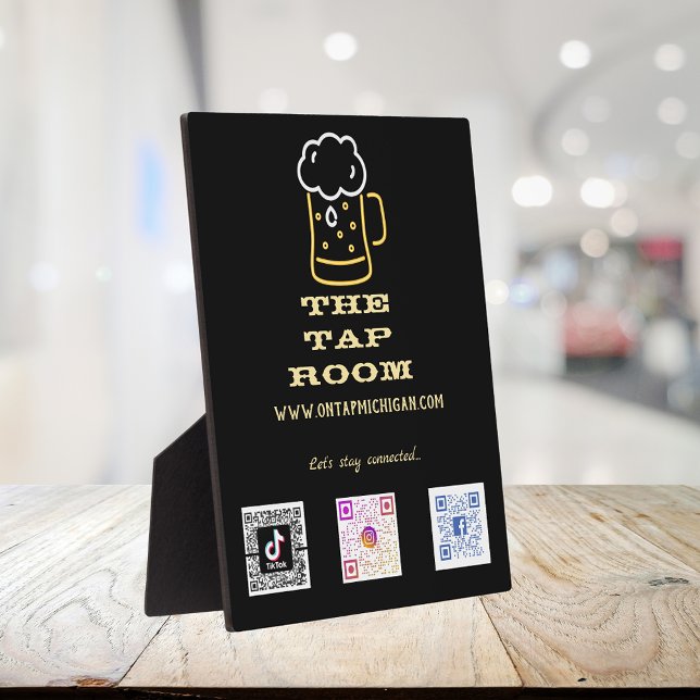 Neon Beer Mug Social Media QR Codes Plaque (Creator Uploaded)