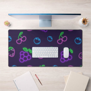 Neon Berry Pattern Desk Mat