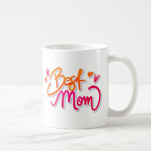 Neon Best Mum Graffiti Text with Hearts Coffee Mug