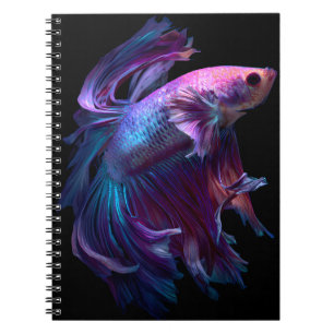 Neon Betta Fish Elegance Notebook