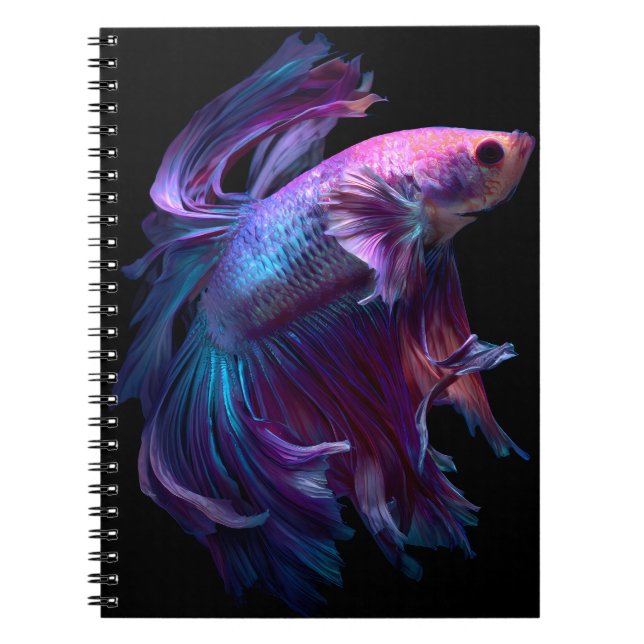 Neon Betta Fish Elegance Notebook (Front)