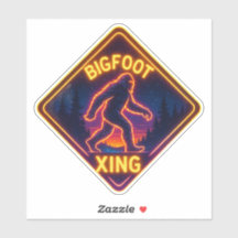 Neon Bigfoot Xing Sticker