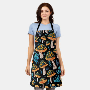 Neon Bioluminescent Mushroom - Retro Apron