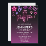 Neon birthday 18th birthday Glitter Sparkly Invitation<br><div class="desc">Neon birthday 18th birthday Glitter Sparkly Invitation IT'S PARTY TIME !</div>