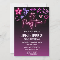 Neon birthday 62nd birthday Black Pink