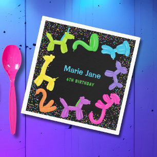 NEON BIRTHDAY ANIMALS BALLOONS PAPER PLATES NAPKIN