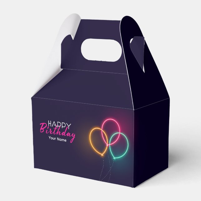 Neon Birthday - Any Name Favour Box (Front Side)