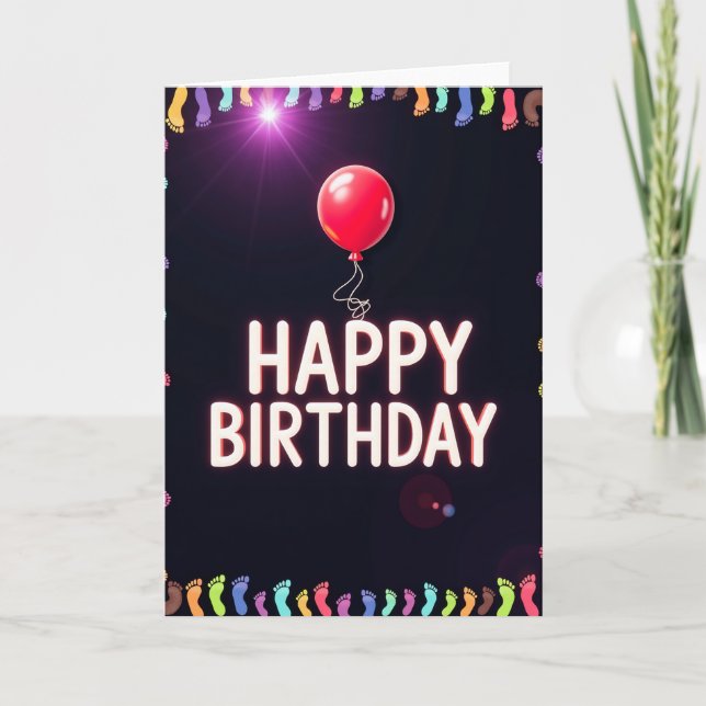 Neon Birthday Balloon Card (Front)