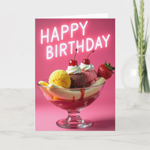 Neon Birthday Dessert Card